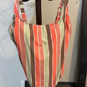 Kona Sol Colorful Striped Swimsuit XL